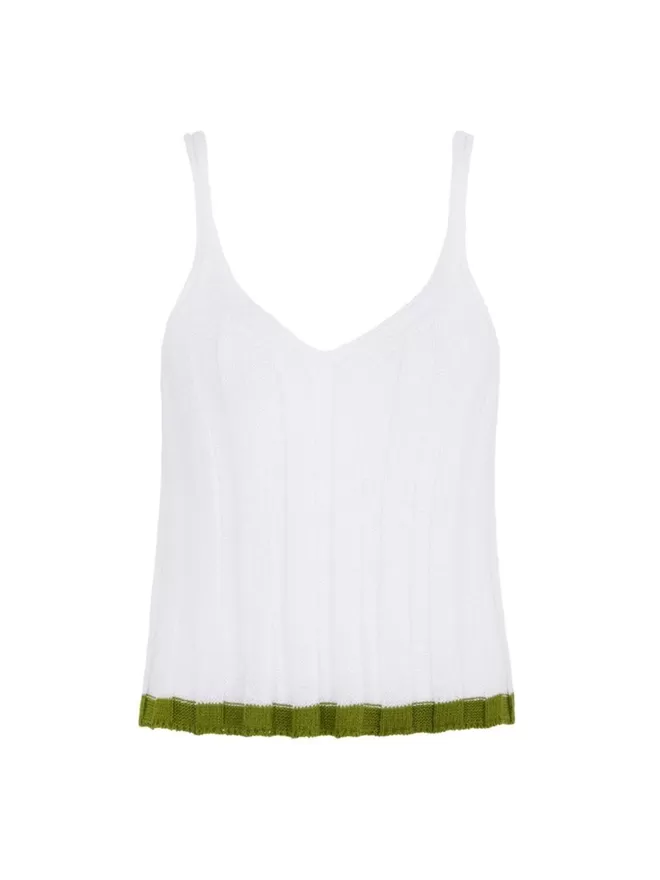 Jodie Ribbed Knit Cami Vest - White - Cut Out