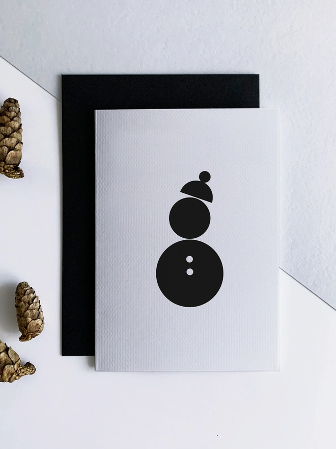 Black and White Christmas Snowman Card