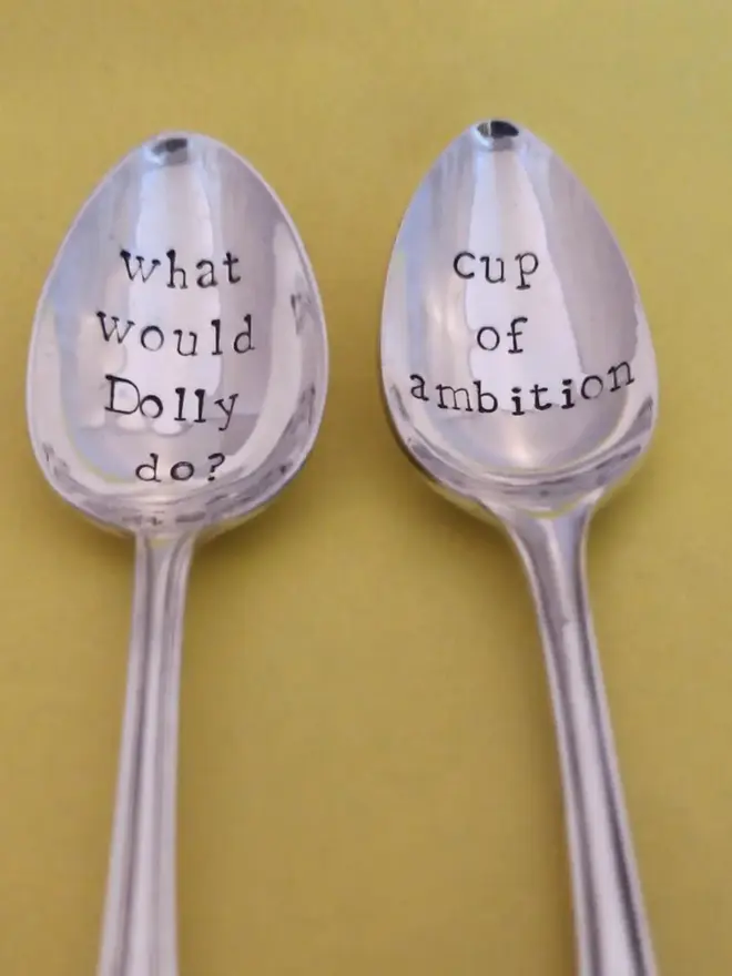 'Cup Of Ambition, What Would Dolly Do?' Vintage Spoon