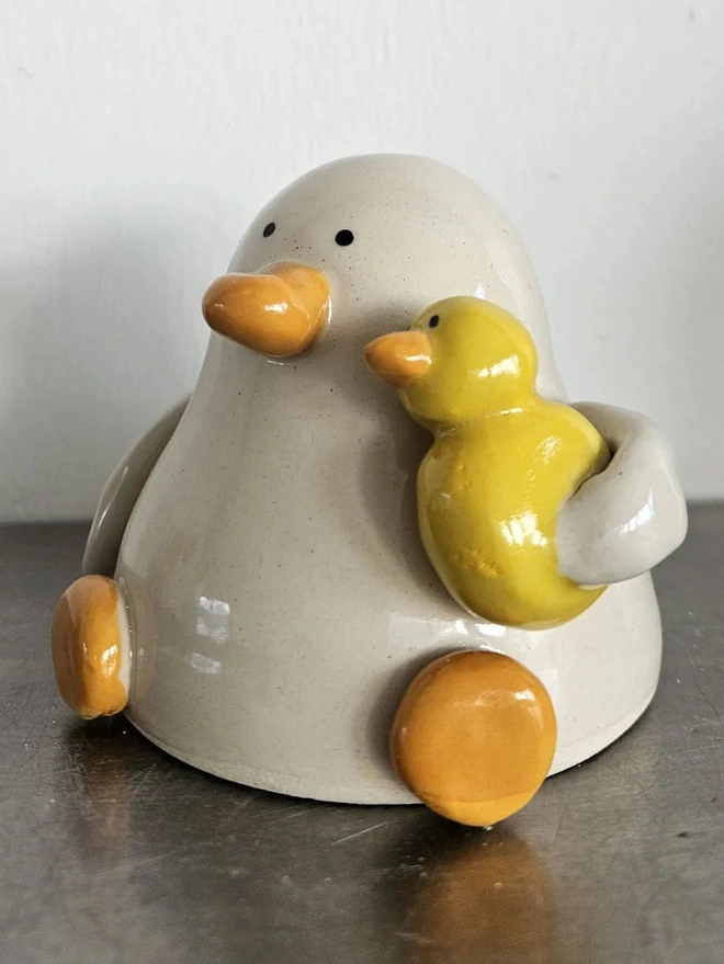 Val With The Pal Duck Ceramic Sculpture
