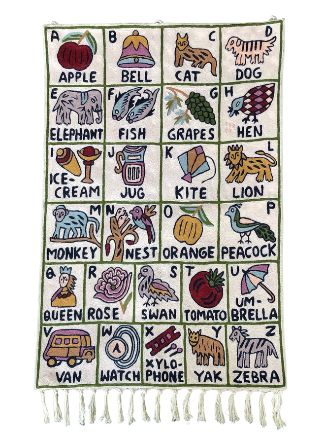 Moppet hand-embroidered alphabet abc tapestry Satsar cut out