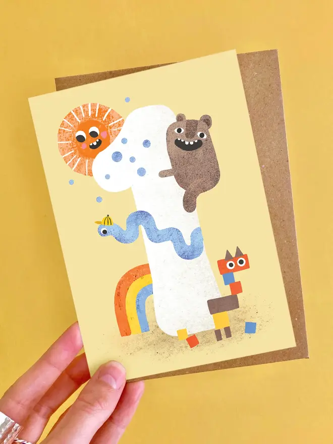 animal 1st birthday card