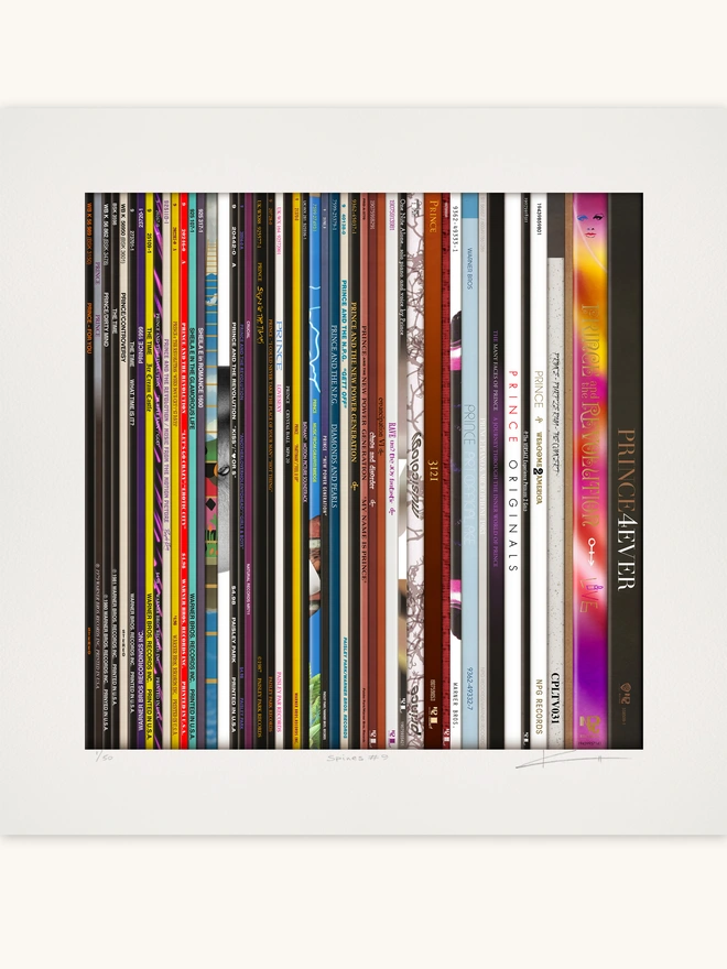 Fine Art print of vinyl records Prince album spines