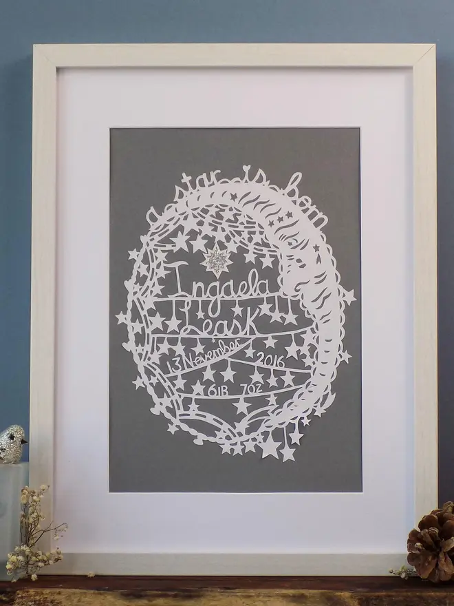 'A Star is Born' New Baby Personalised Papercut