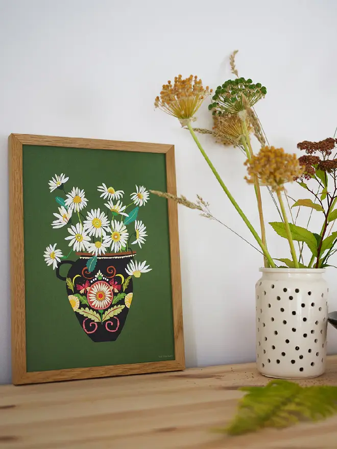 daisies in vase print