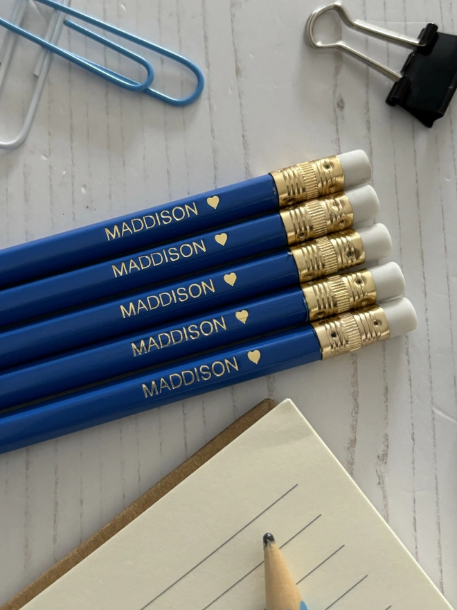 Personalised Royal Blue Colour HB Pencils 