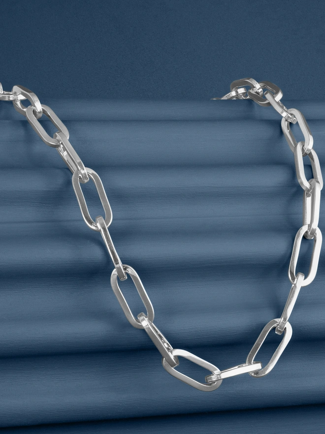 Silver Chunky Long Link Chain Necklace 2
