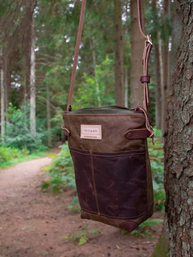 waxed cotton cross body field bag
