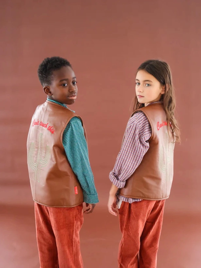 'Can’t Touch This' Cactus Vest Tan Nappa Leather