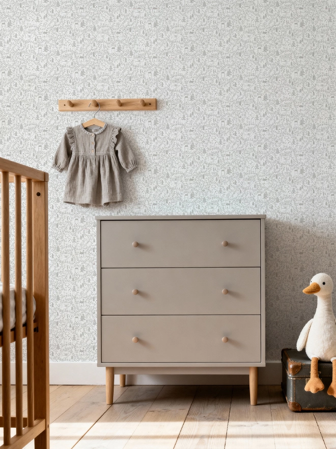 Ducks In A Row Cottages Wallpaper in neutral Nursery