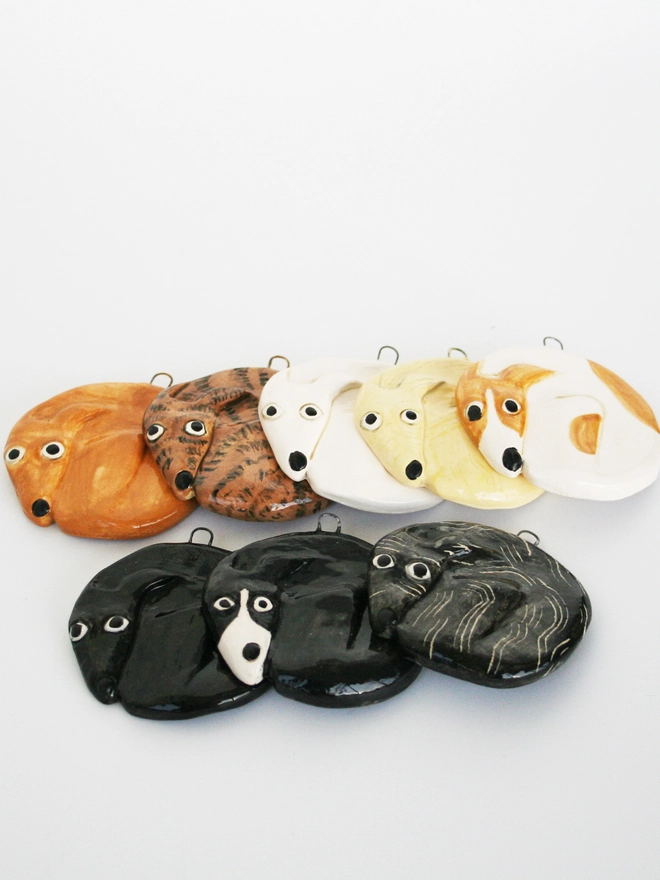 lurcher whippet greyhound longdog ceramic decoration dog cute handmade pottery dog ornament