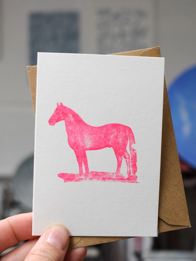 Pink Horse Letterpress Card