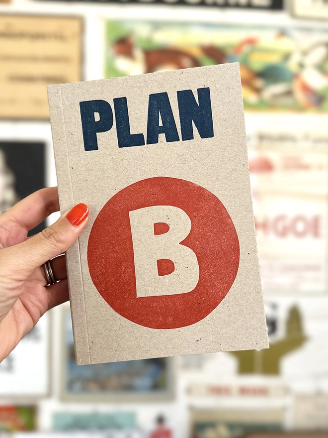 lifestyle shot of plan b notebook