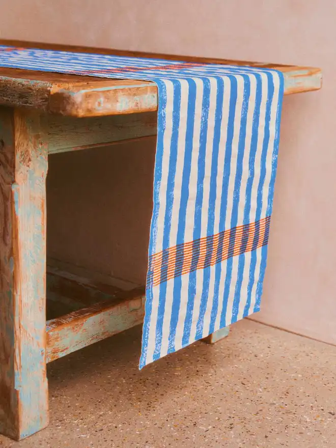 Blue Striped Table Runner