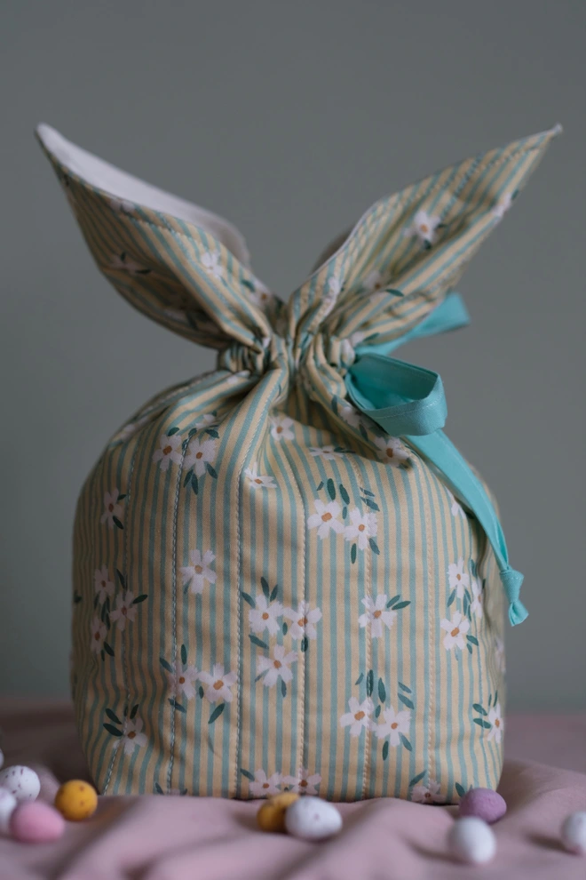 Cooper and Fred Easter Bunny Bag in daisy stripe print