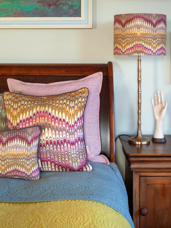 multi coloured handmade linen cushion