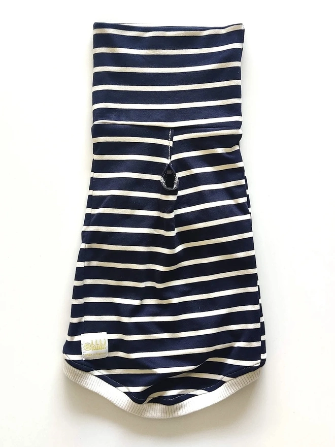 Koko Cotton Sleeveless Dog Top, Navy and White French Terry