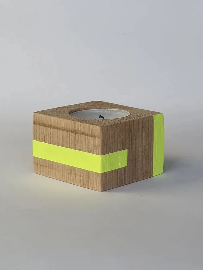 Tiny Stripe Design Wooden Cube Candle