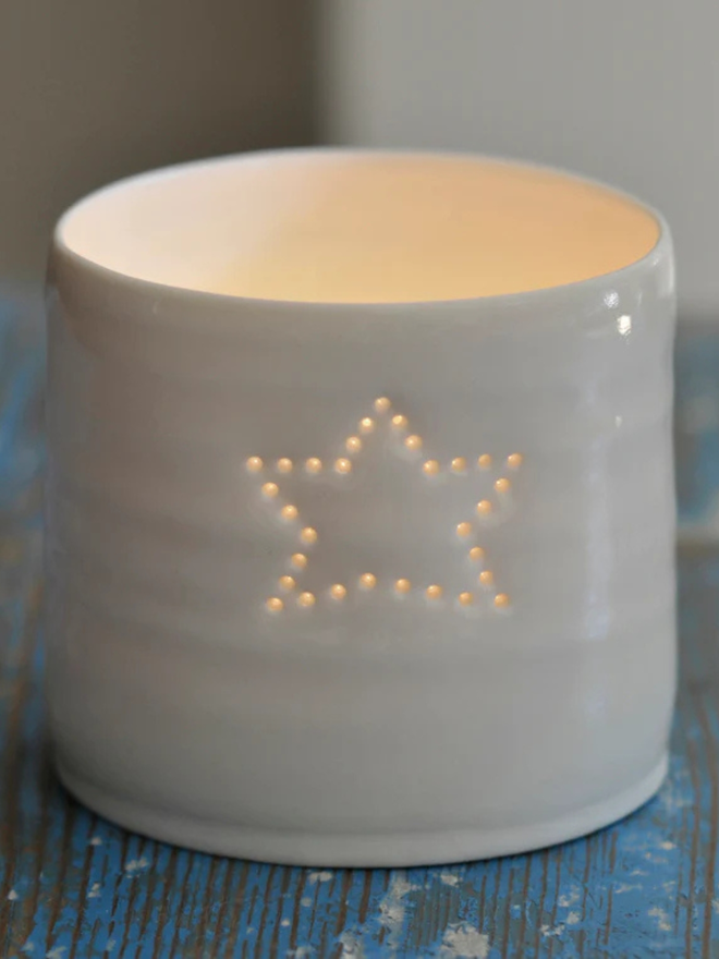 star mini porcelain tealight holder