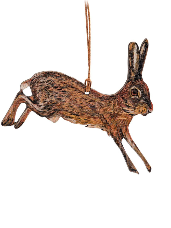 Leaping Hare Wooden Hanging Decoration
