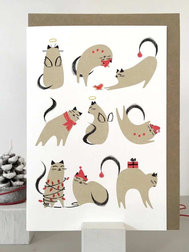 Cat Christmas Cards (Pack Of 1, 5, 10 Or 20)