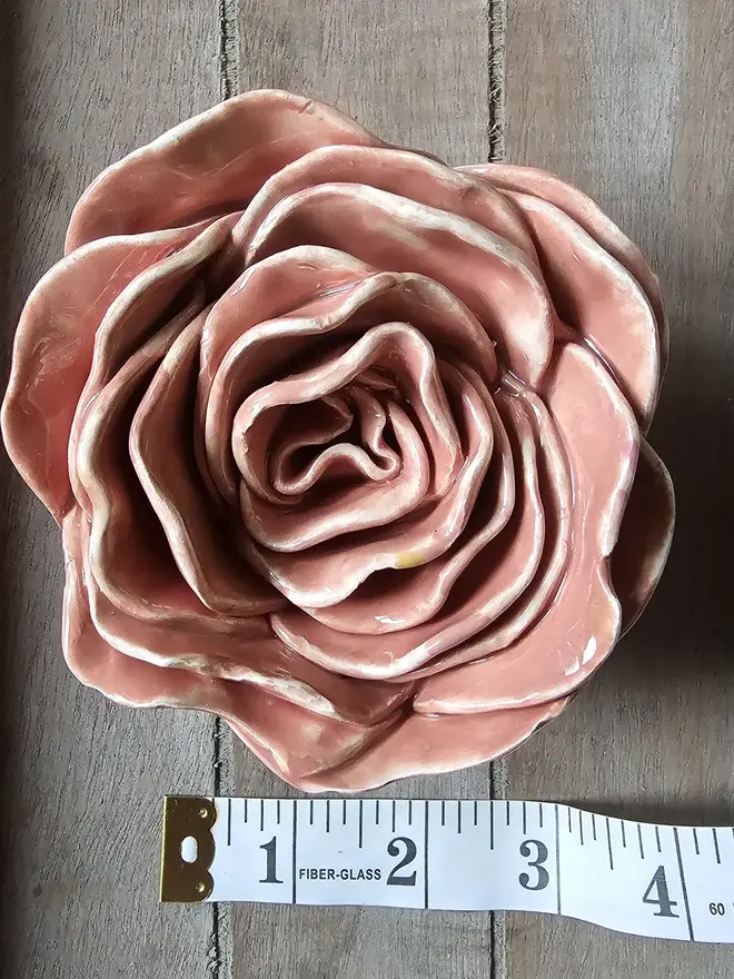 coral pink blush salmon ceramic flower wall art 3d sculpture unique handmade original