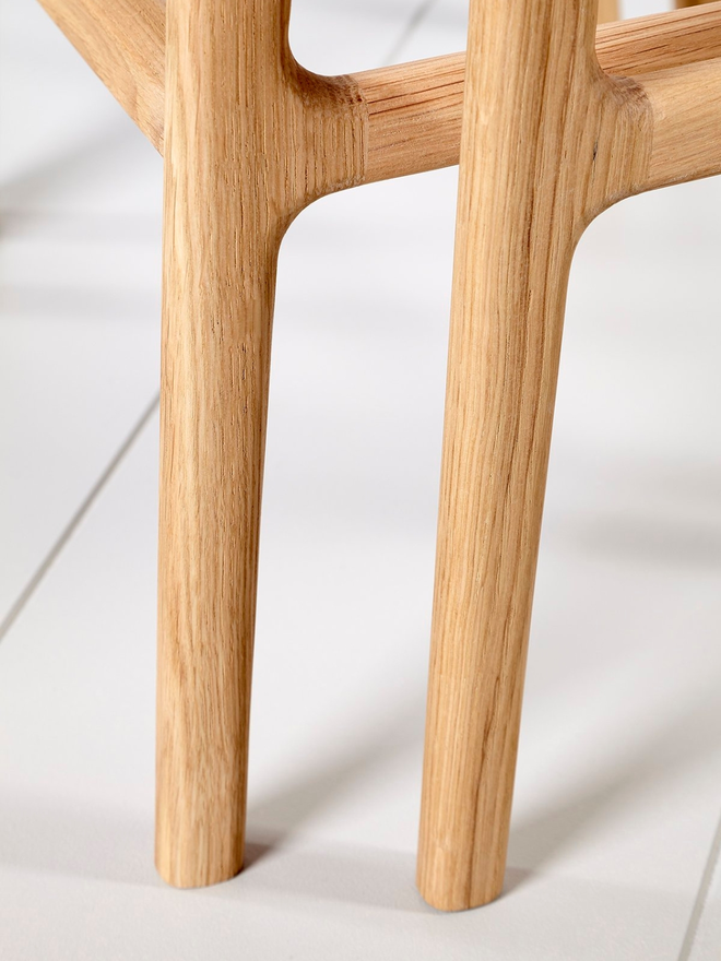 handmade wooden nesting tables leg detail