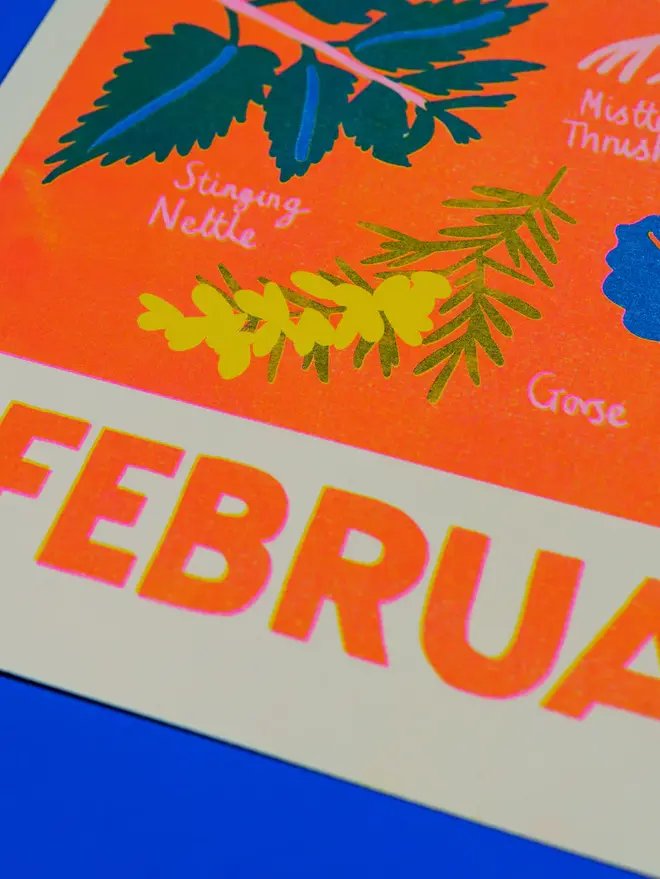 'February' Month Forage Print