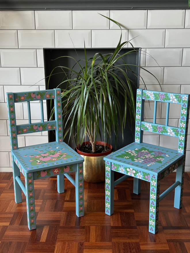 Child's Wooden Hand Painted Chair - Strawberries