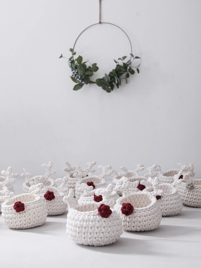 Christmas crochet basket Rudolph
