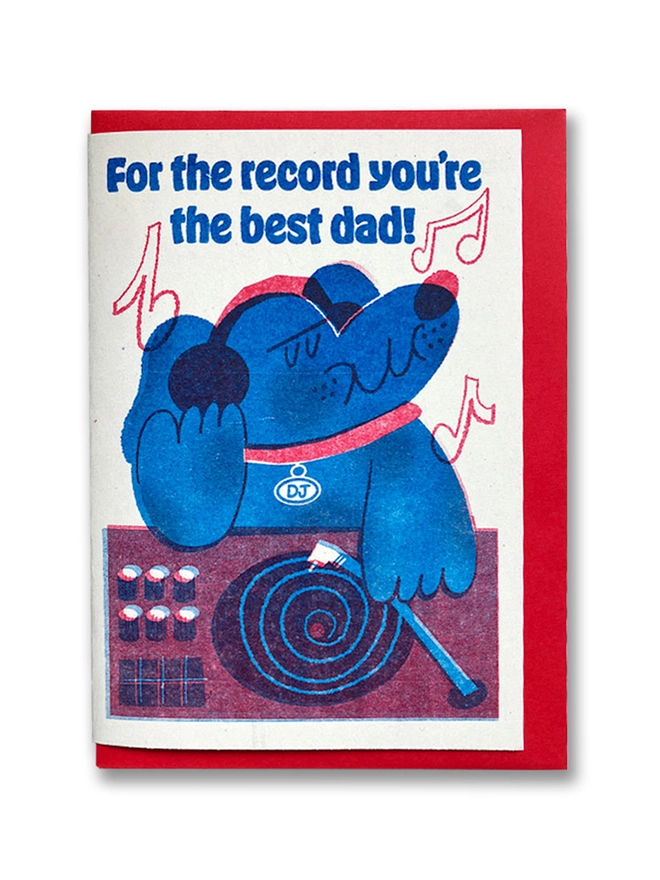 'For the record you're the best dad!' A6 Riso Greetings Card