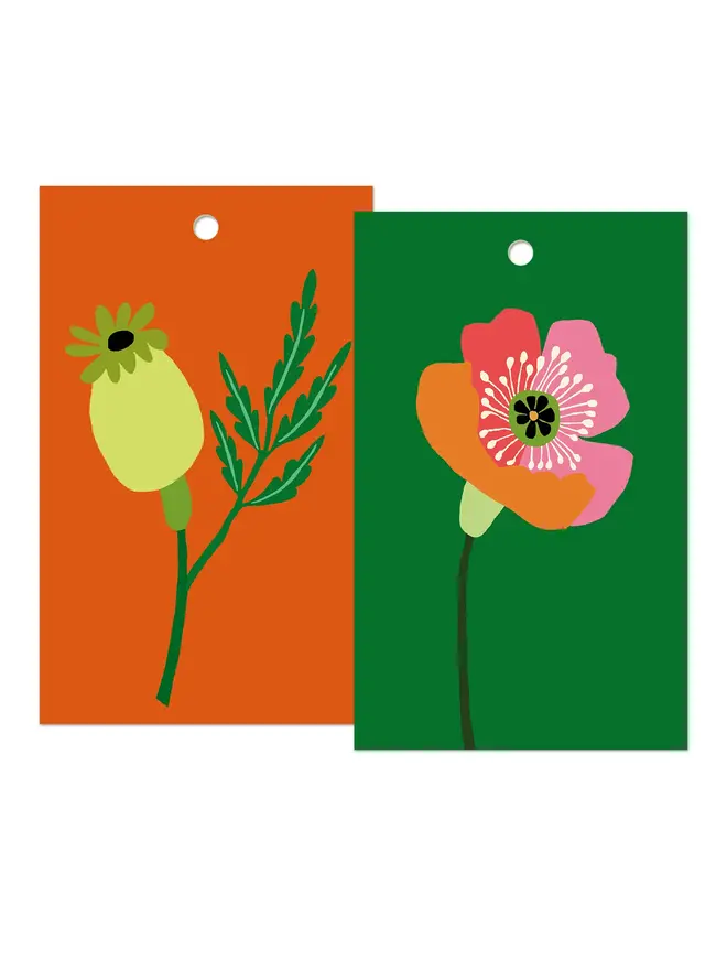 illustrated poppies gift tags