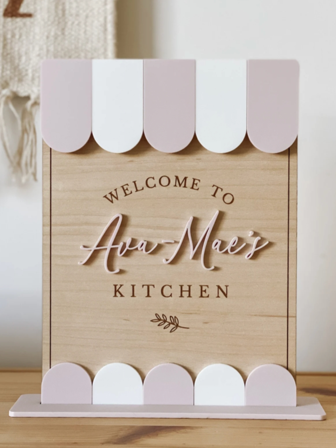 Kids Playroom Personalised Sign. A sign in dusky pink.