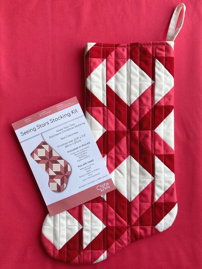 Cooper and Fred Make Your Own Patchwork Stocking Kit using the Seeing Stars Stocking Pattern