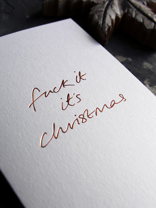 festive white christmas card metallic script