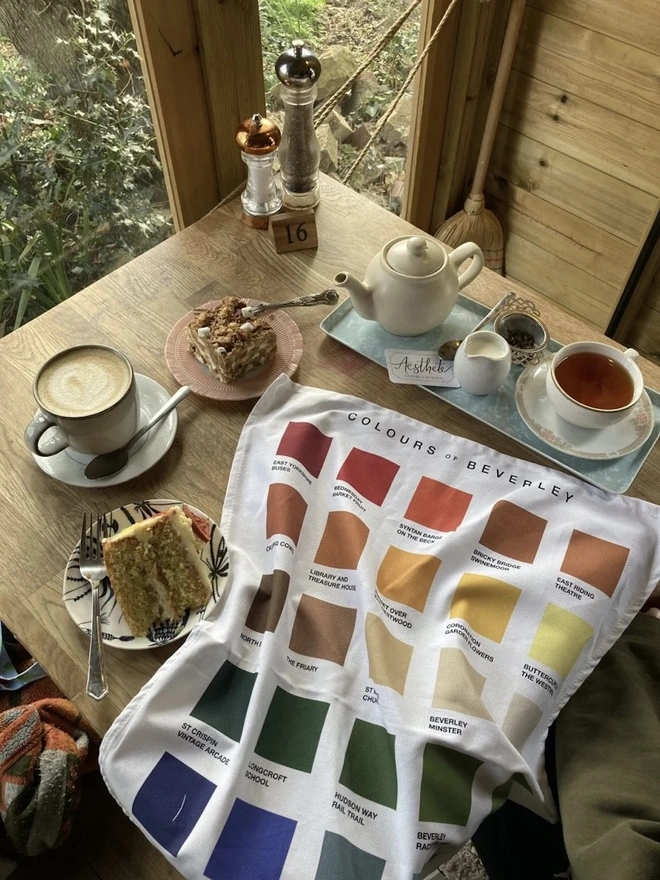 Colours of Beverley tea towel 