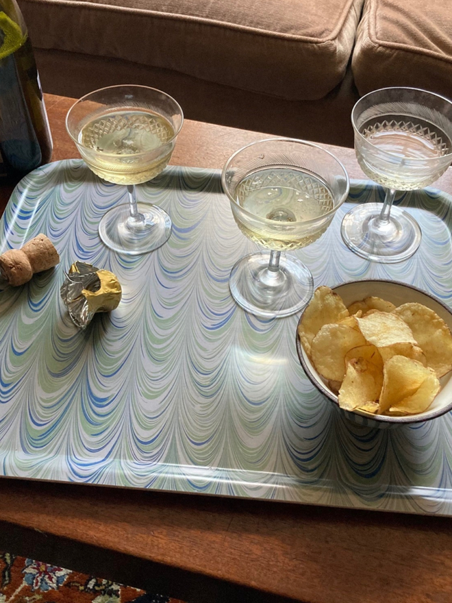 Tray. A marbled grey tray.