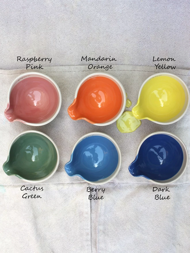 ceramic bowls with colour sample names