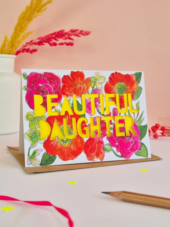 beautiful daughter paper cut card