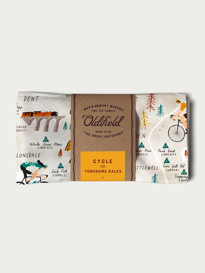 Cycle Yorkshire Dales Tea Towel Folded and Packaged