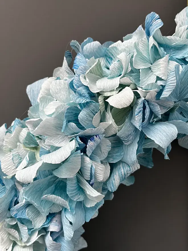 Blue Assorted Crepe Paper Christmas Wreath