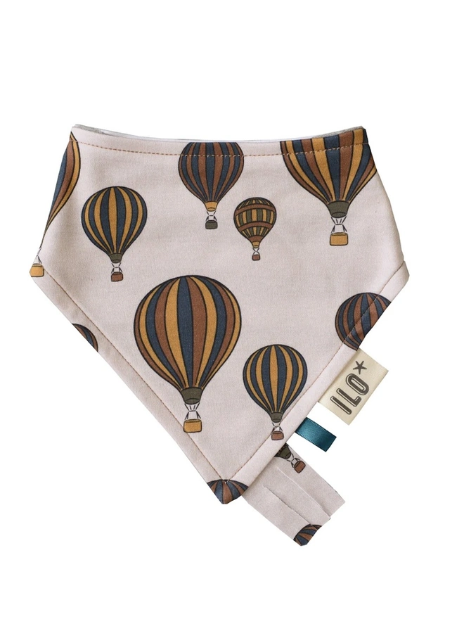 Sand Hot Air Balloons Organic Reversible Bandana Bib