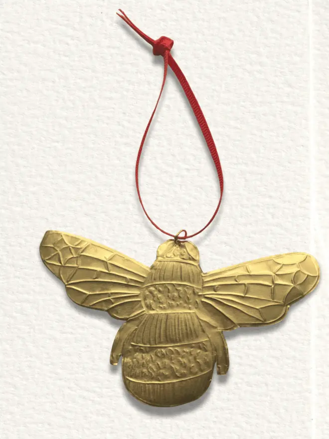bee embossed tin hanging decoration