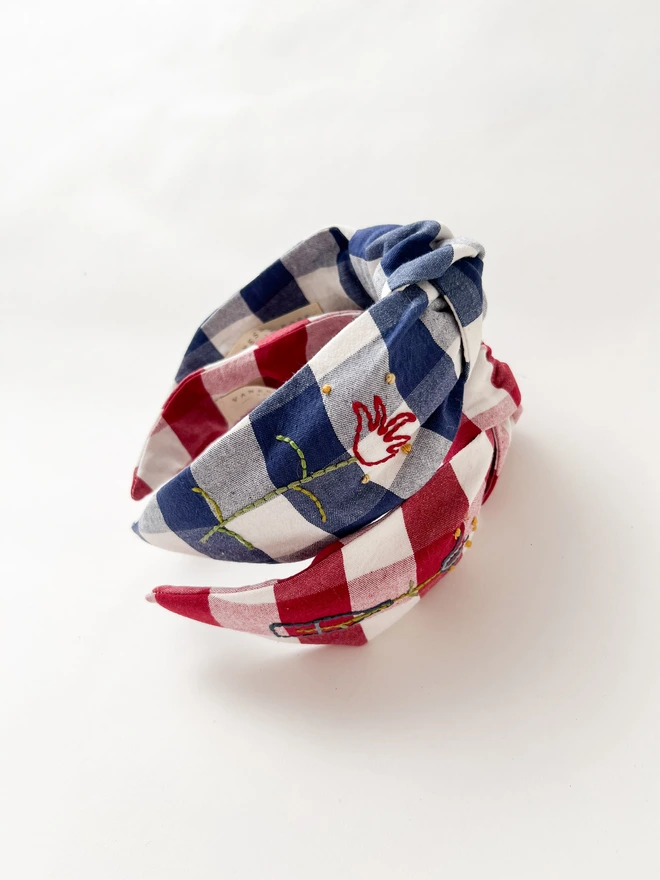 two embroidered headband
