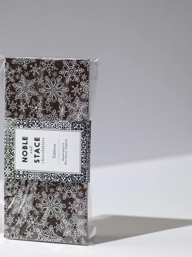 A solid chocolate Tablette, decorated with an edible festive design