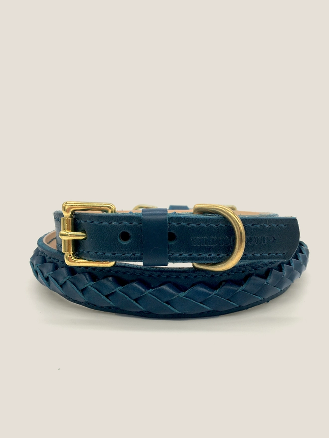 Two Plaited Blue Dog Collars