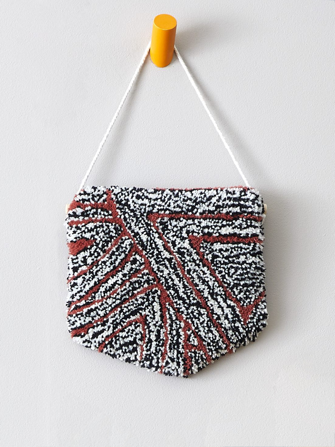 80'S CHIC - Handmade Black, White and Coral Wall Hanging - Styled