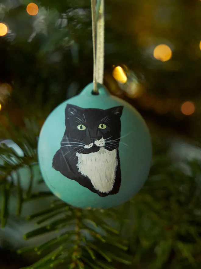 Personalised cat Christmas bauble