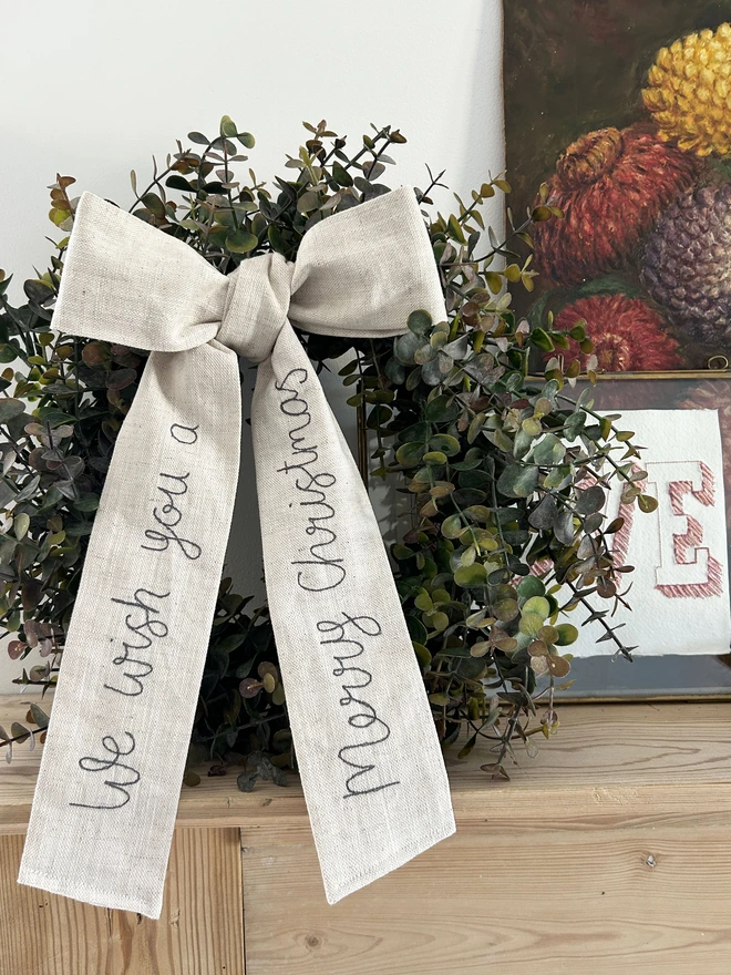 Christmas wreath bow personalised