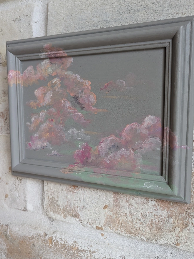 clouds painted on vintage frame